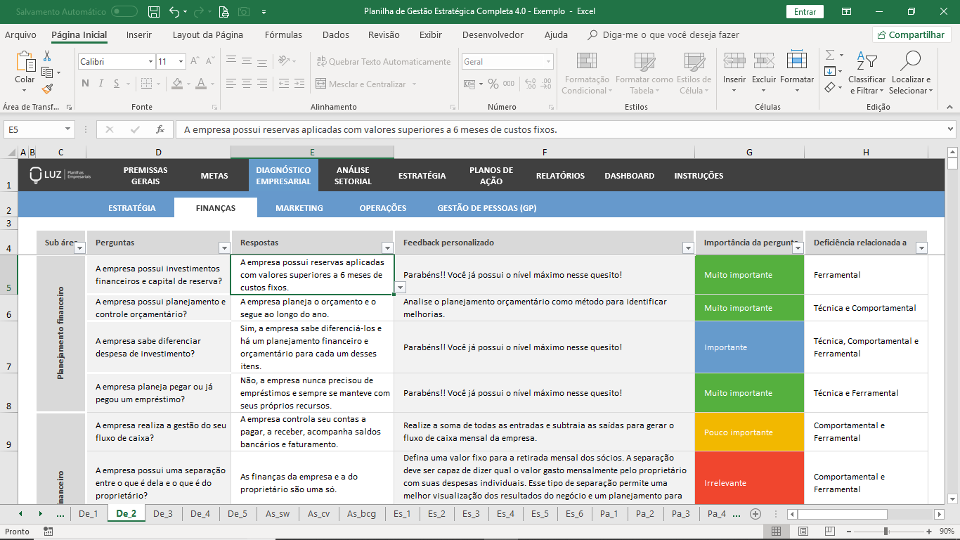 Planilha De Gest O Estrat Gica Completa Em Excel Planilhas Prontas