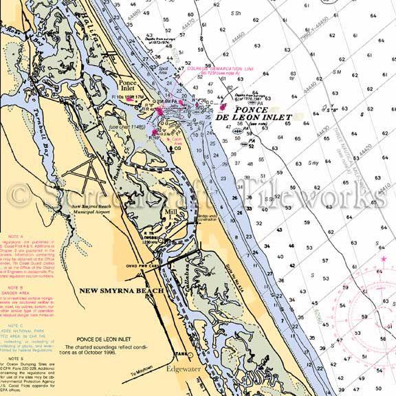 New Smyrna Beach Nautical Map Absorbent Coaster GYFTZ