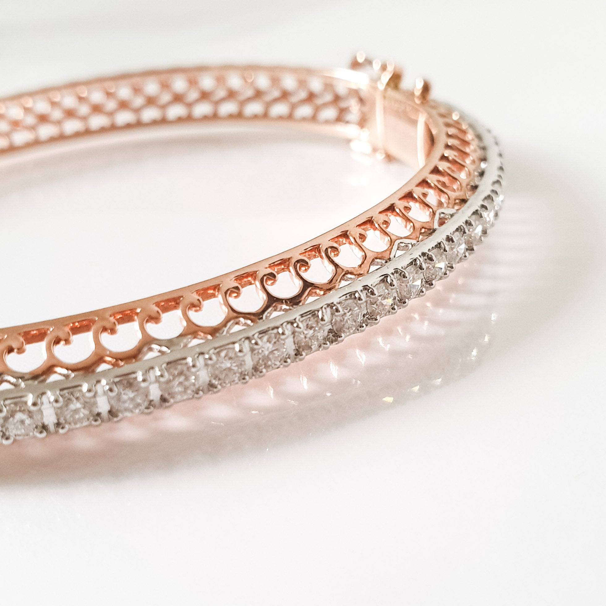 Isle of Her Rose Gold Diamond Bangle Tennis Bracelet