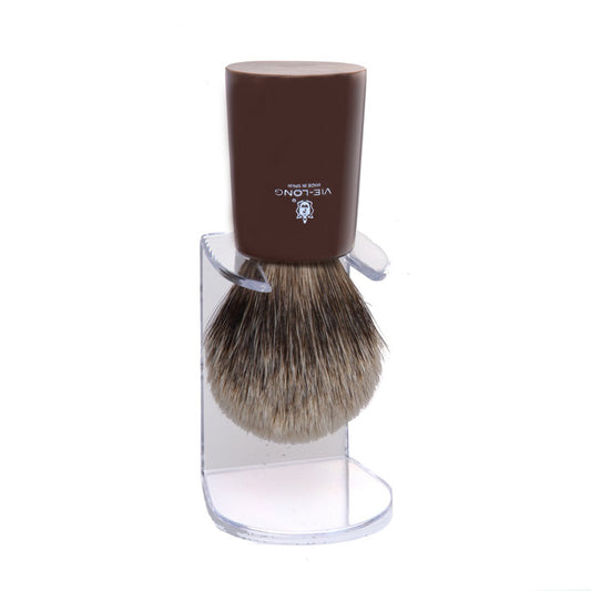 Vie-Long Silver Tip Badger Shaving Brush - Polished Bull Horn Handle