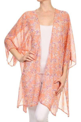 Carefree Coral Kimono