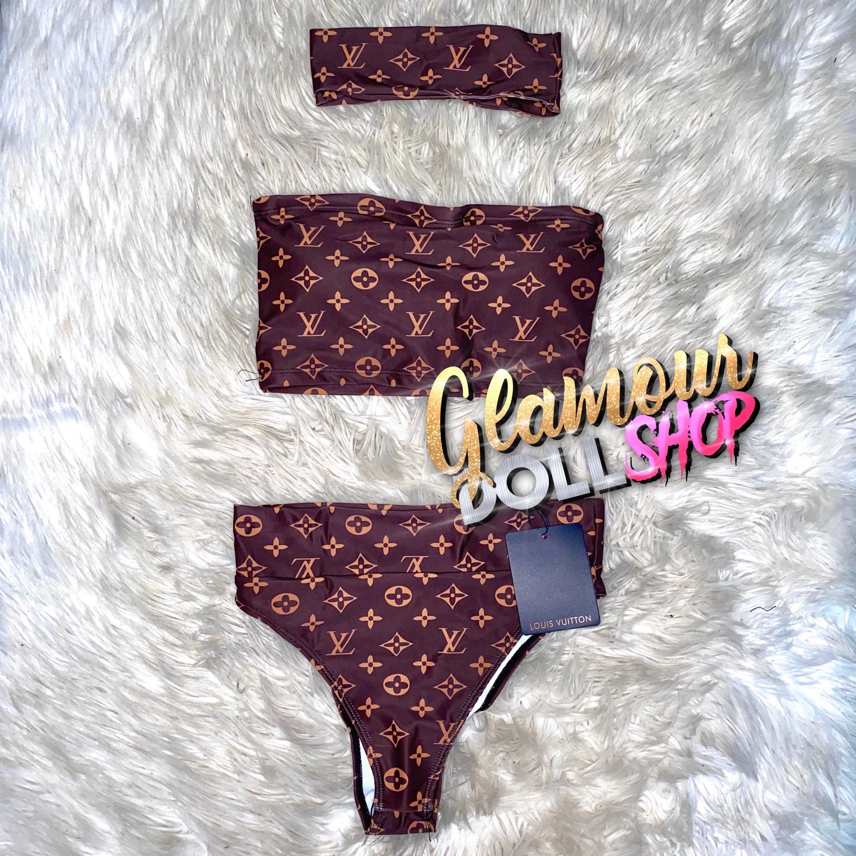 HOT Louis Vuitton Sprayed Monogram Bikini Set Swimsuit Jumpsuit Beach -  USALast