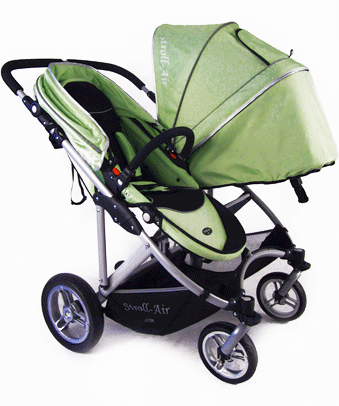 green baby stroller