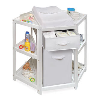 white corner changing table