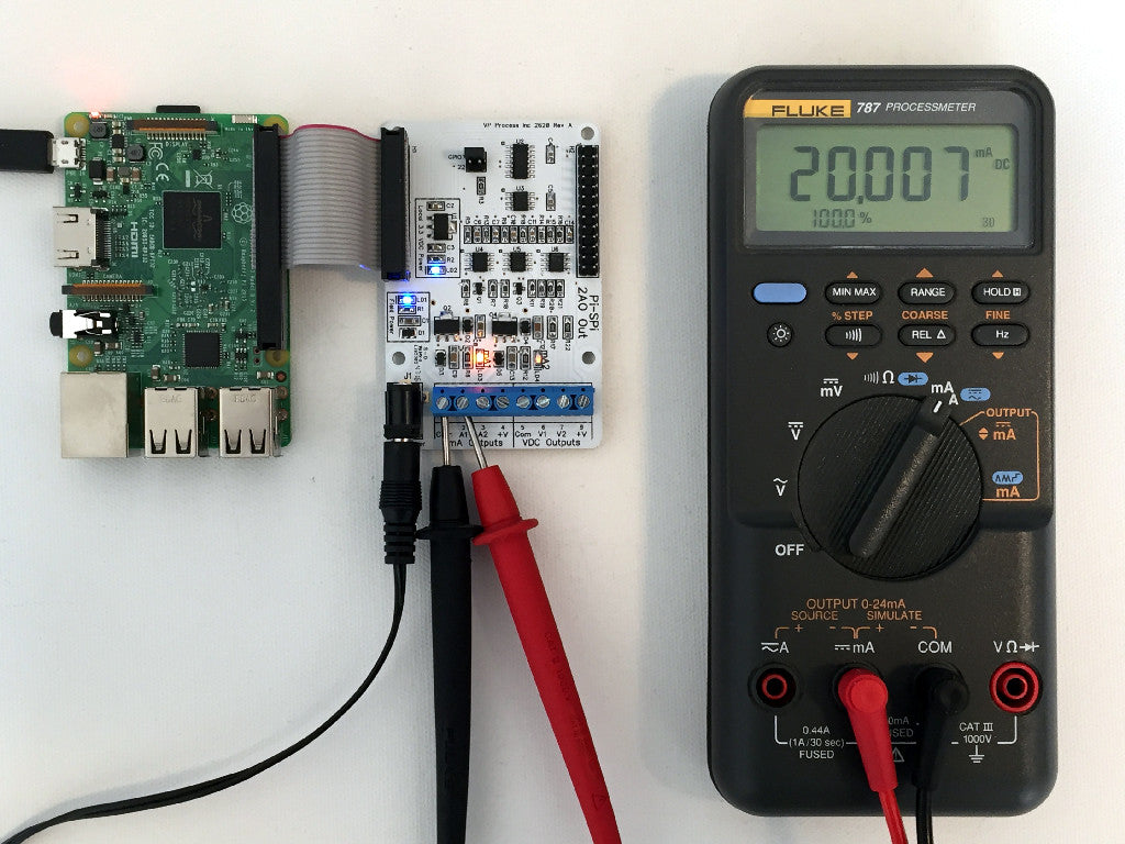 Raspberry Pi 4-20 mA Output PI-SPI-2AO Interface