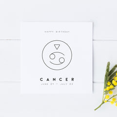 Cancer Star Sign Birthday Card, Birthday Card, Zodiac Birthday Card, Astrology Card, Signs of the Zodiac, Simple Birthday, Horoscope Card