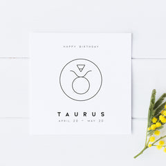 Taurus Star Sign Birthday Card, Birthday Card, Zodiac Birthday Card, Astrology Card, Signs of the Zodiac, Simple Card, Horoscope Card