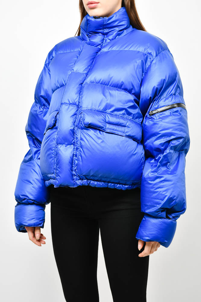 Entire Studios Blue Down Oversized Puffer Jacket with Velcro Size