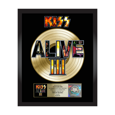 Personalized Alive III Gold Record Award