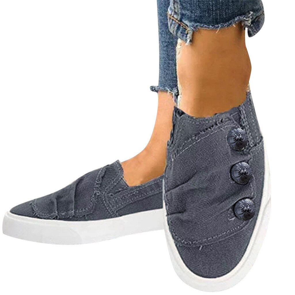 ladies canvas slip on sneakers