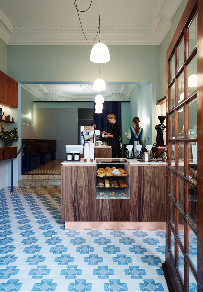 Blue tiles at Market Lane Roasters