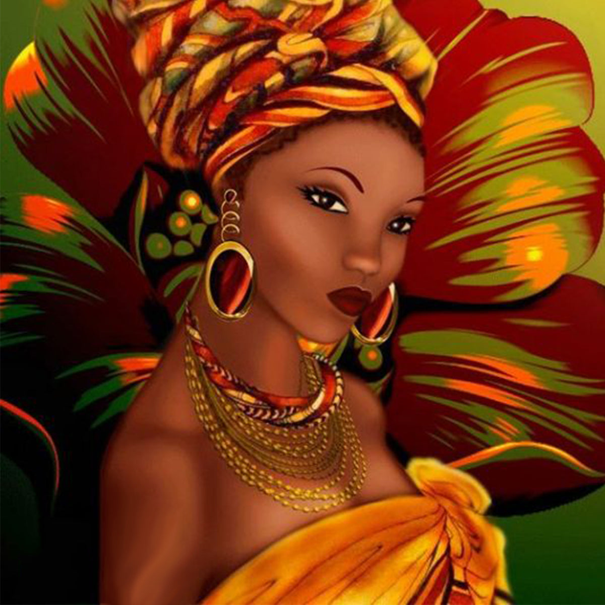 An African Woman Wearing Earrings 5D Diamond Painting