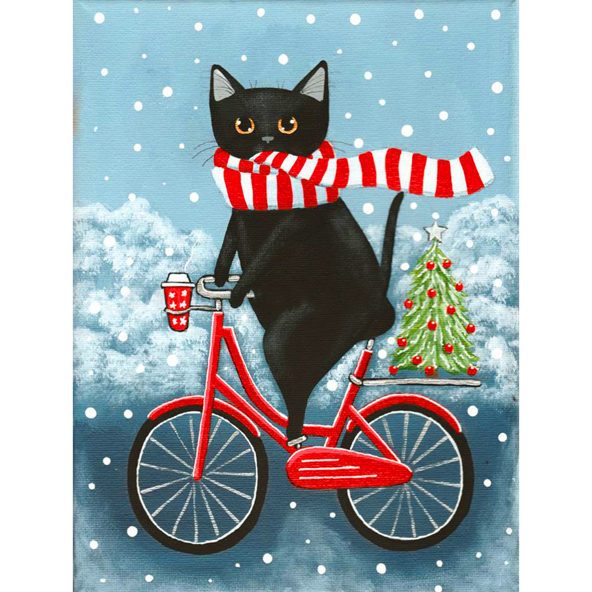 Christmas Tree and Bike Cat 5D Diamond Painting - 5diamondpainting.com