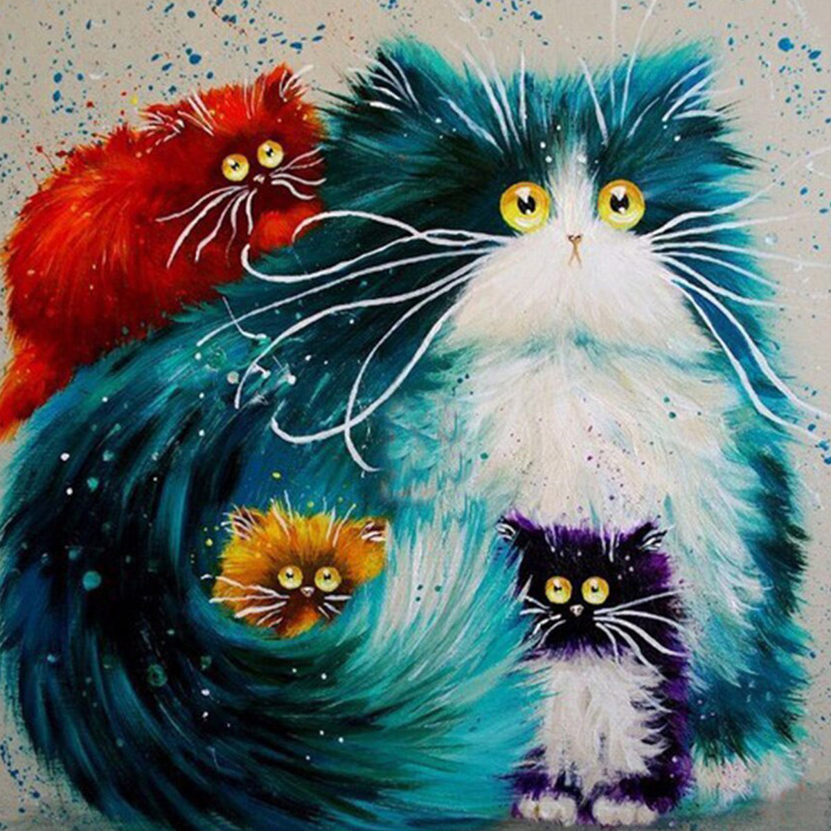 Big Colored Cats And Kittens 5d Diamond Painting 5diamondpainting