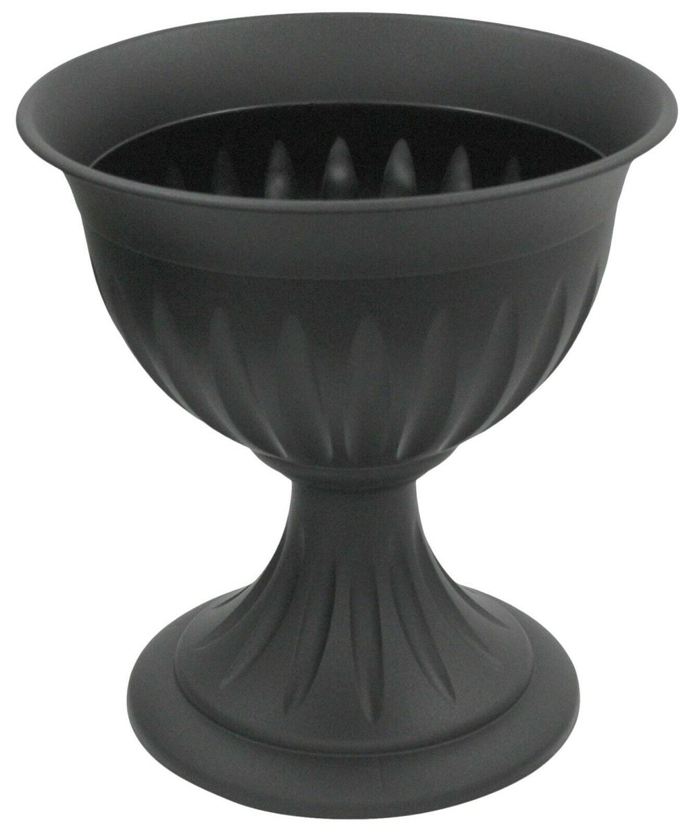 Large Black Plastic Plant Pot Planter On Stand Urn Planter On Pedestal Cheerful Bargains Ltd