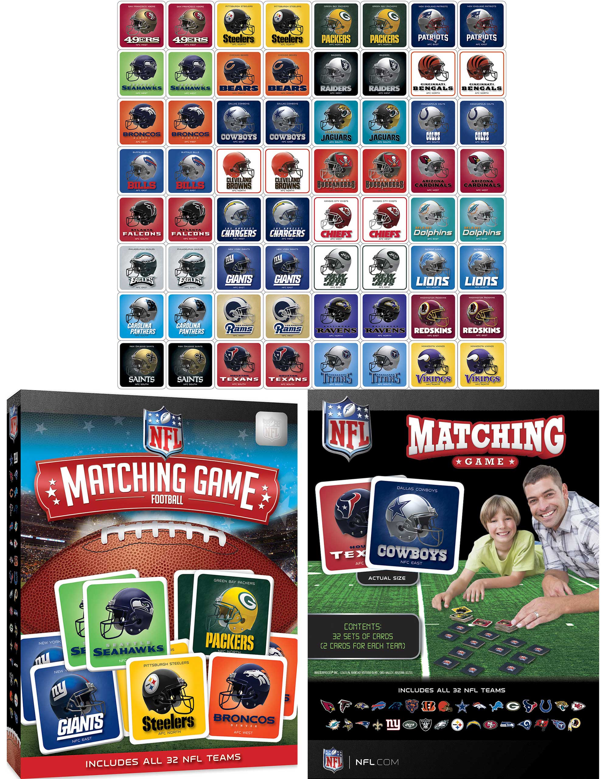 Masterpieces Officially Licensed NFL Arizona Cardinals Matching Game for  Kids and Families