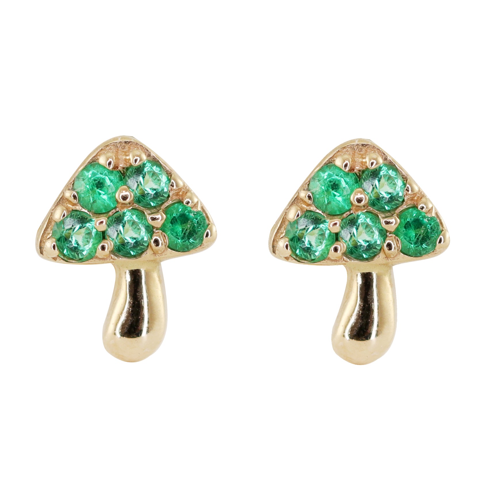 14kt gold emerald mini mushroom studs | Luna Skye