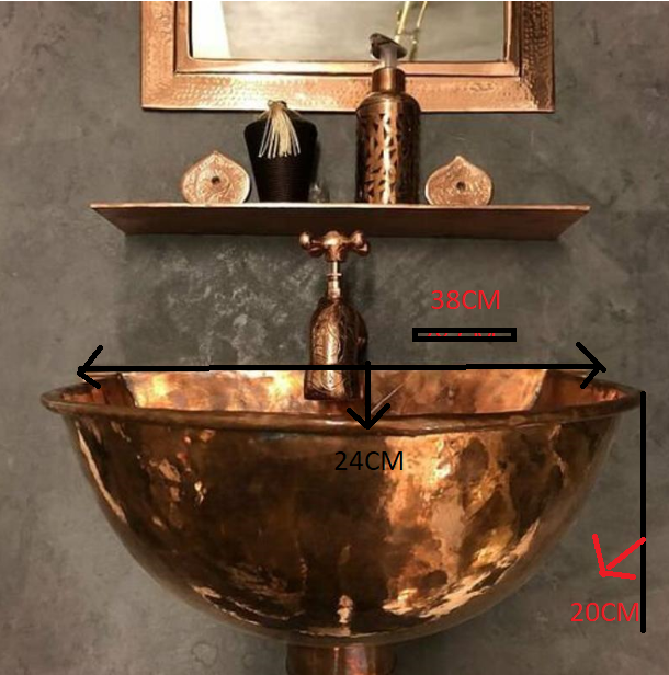Rustic Oil Rubbed Pure Copper PETITE  Bathroom Sink Wash Basin Bowl Washbasin 