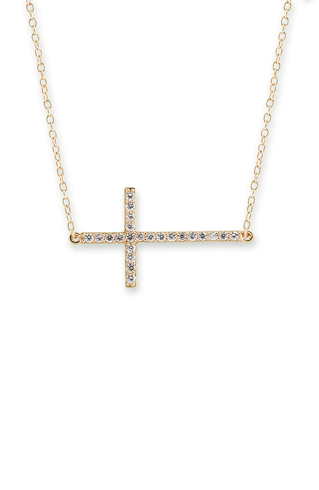 sideway cross necklace white gold