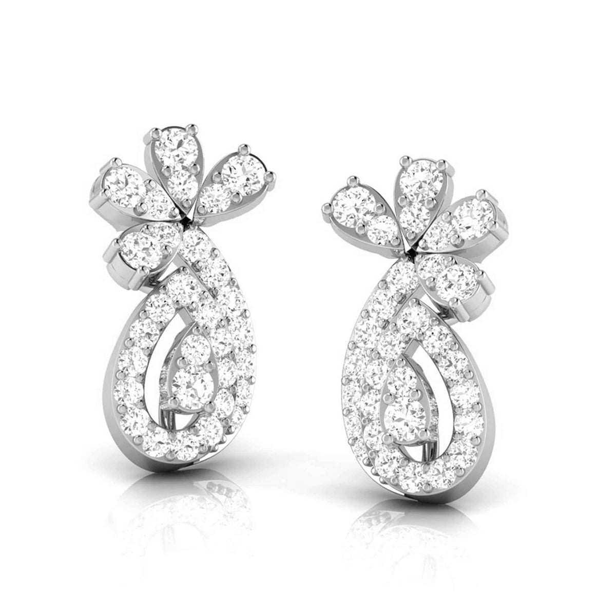 Beautiful Platinum Earrings with Diamonds JL PT E ST 2244