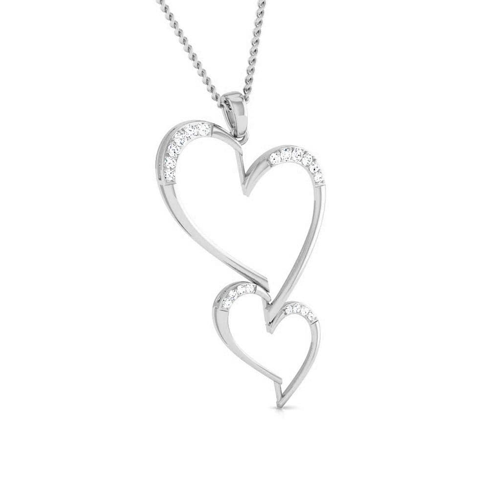 Platinum Double Heart Pendant with Diamonds JL PT P 8078