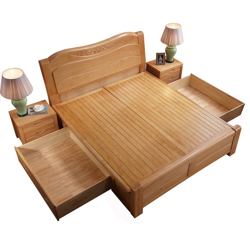 New Chinese 1 5 M Solid Wood Double Bed 1 8 M Elm Master Bedroom