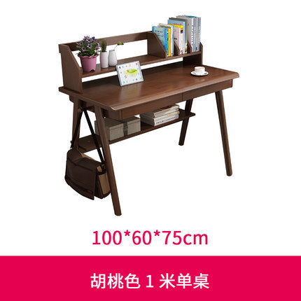 Solid Wood Desk With Bookshelf Simple Home Bedroom Student Desk