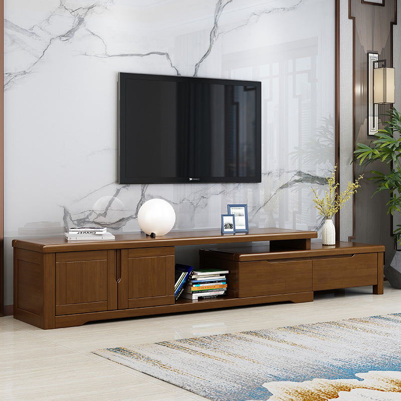 New Chinese Walnut Tv Cabinet Modern Minimalist Retractable Floor