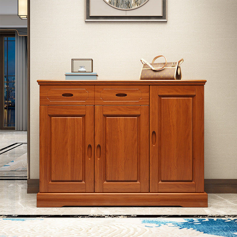 Modern Solid Wood Shoe Cabinet Three Door Glass Door Rotating