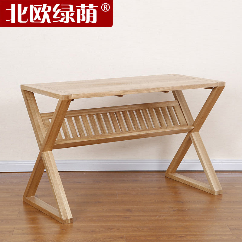 Factory Direct White Oak Solid Wood Desk Small Apartment Japanese