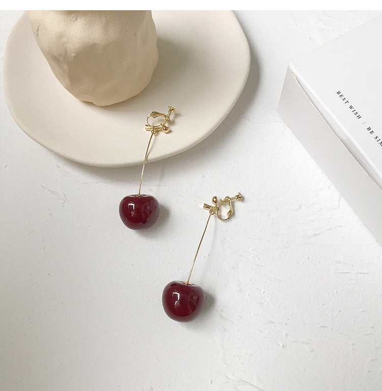 super cute cherry earrings exaggerated 