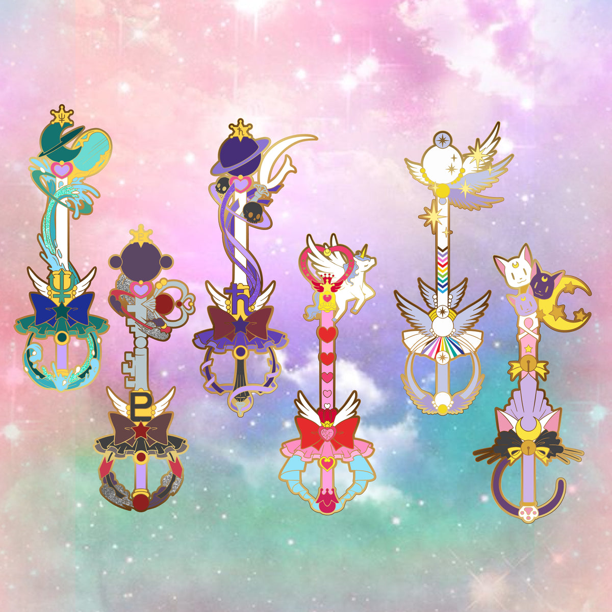 Moon Cats/Luna, Artemis Diana - Sailor Moon Keyblade Enamel Pin Collection