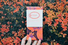 Internationally award winning Pomegranate and Turmeric flavoured 78g chocolate bar from Edmonton based The Violet Chocolate Company