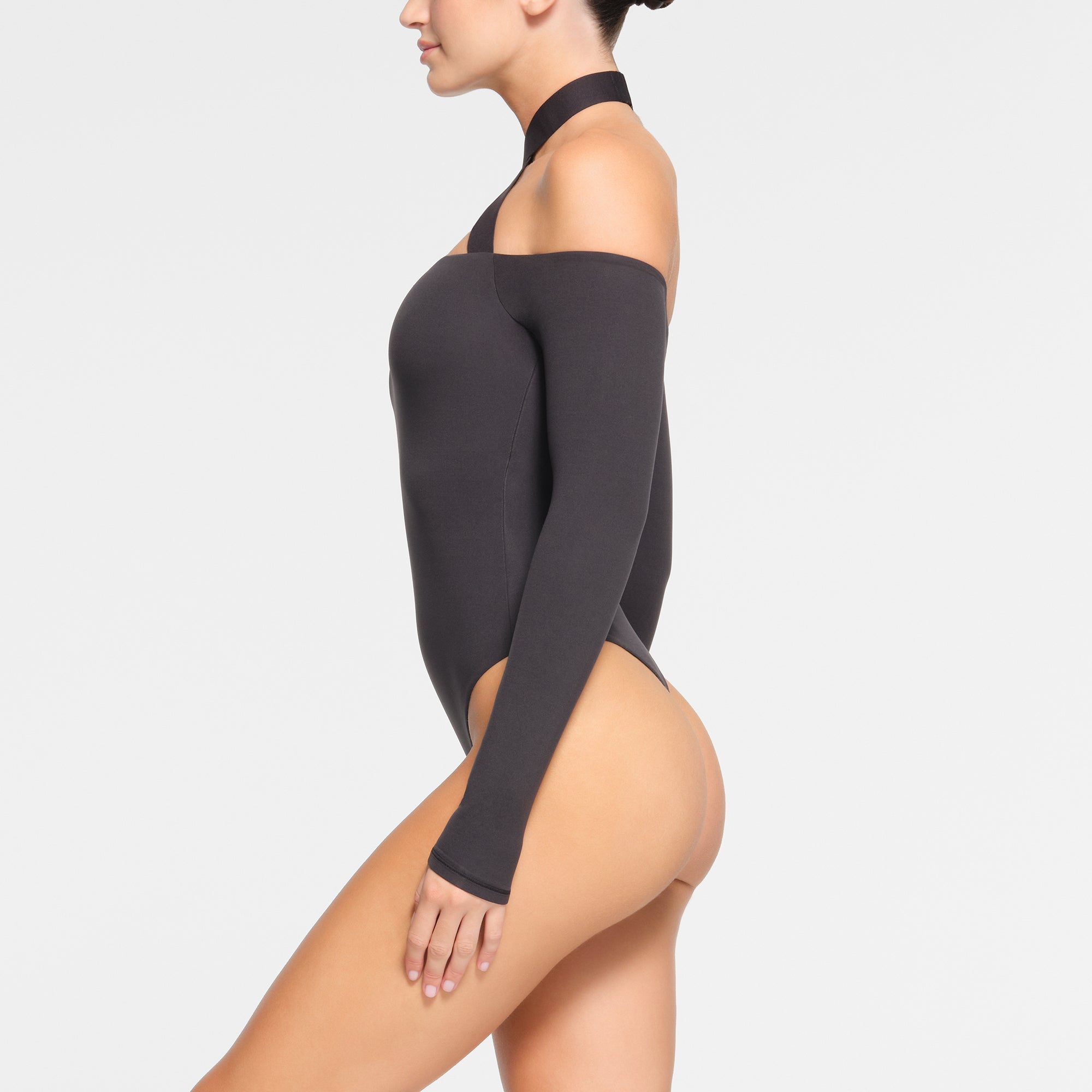 Women's Long-Sleeve Off-The-Shoulder Wrap Mesh Bodysuit, Women's Clearance