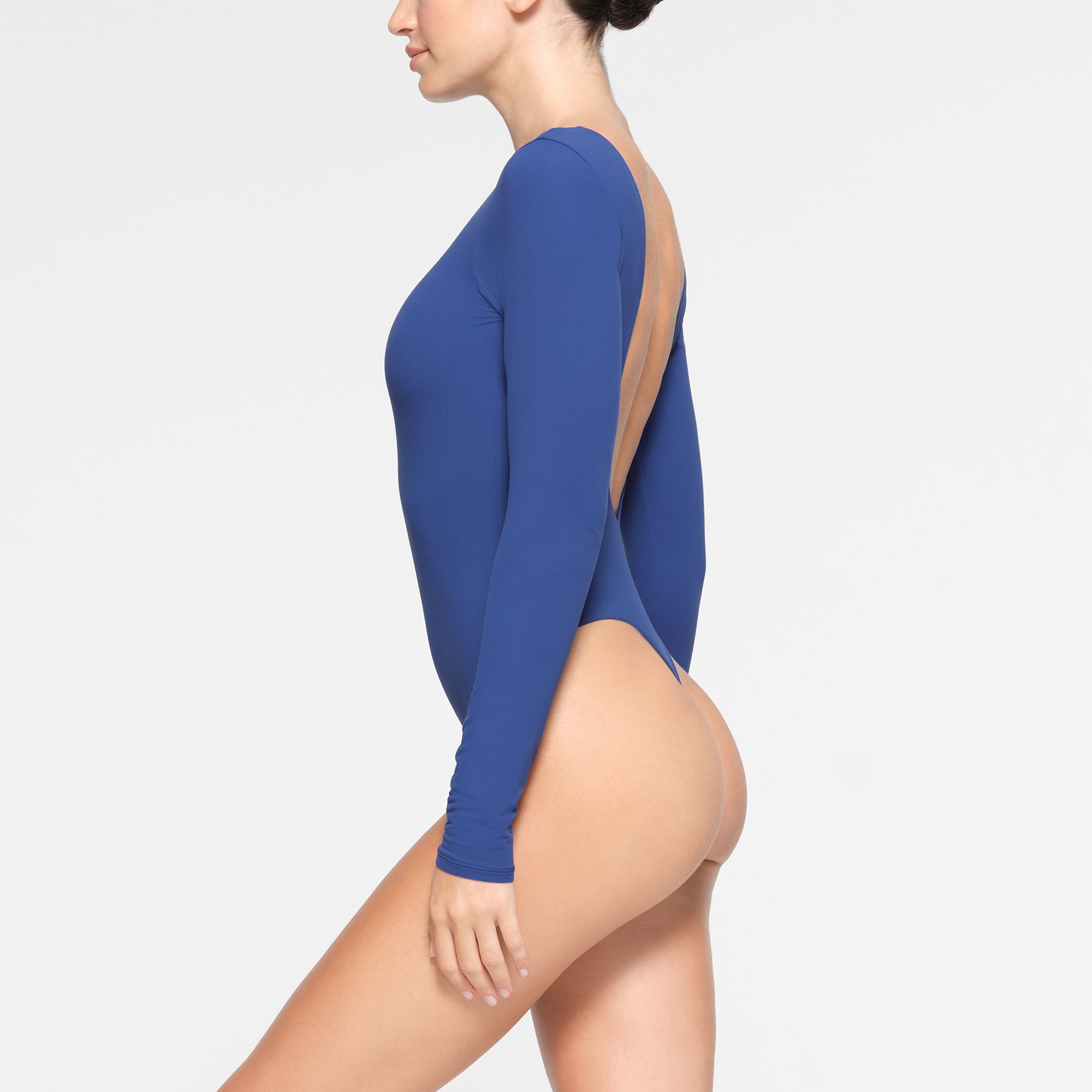 Heather Short Sleeve Seamless Bodysuit Blue
