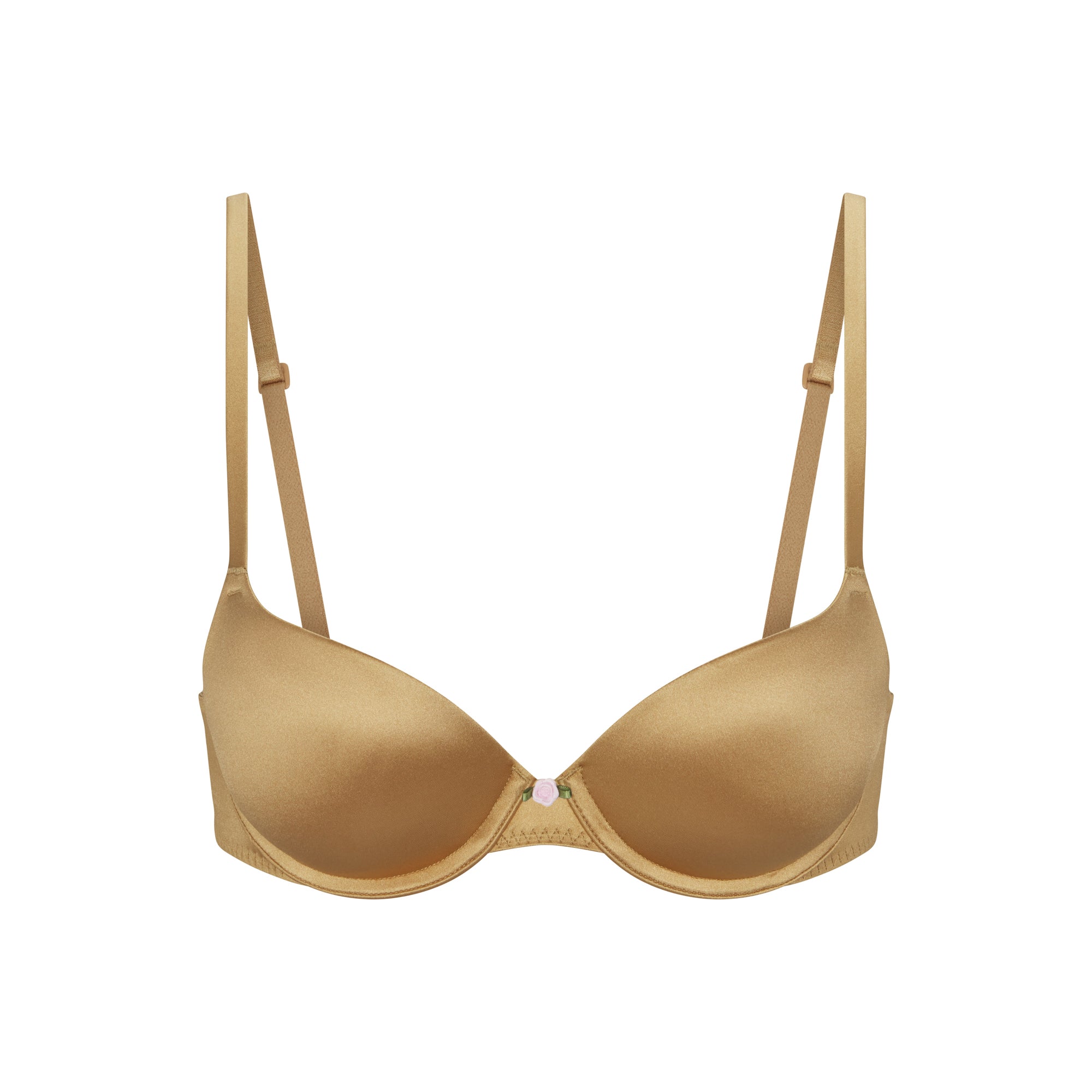 Track Stretch Satin Unlined Scoop Bra - Pyrite - 46 - D at Skims