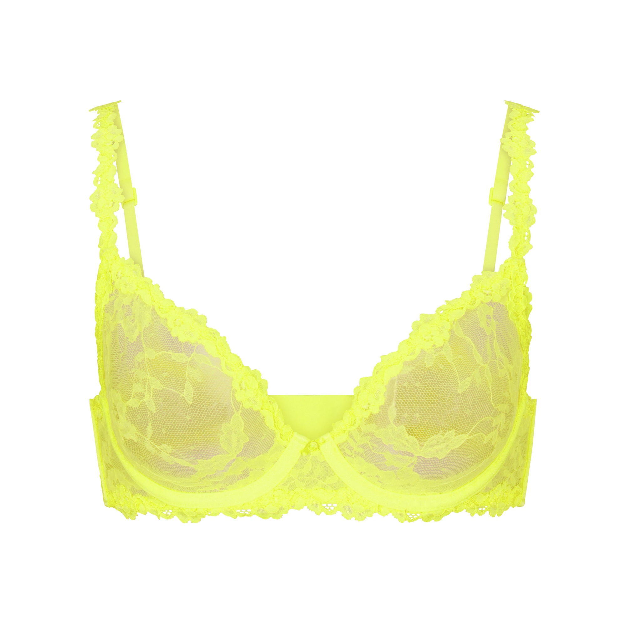 Cotton Essentials Lace-Trim Unlined Bra in Yellow
