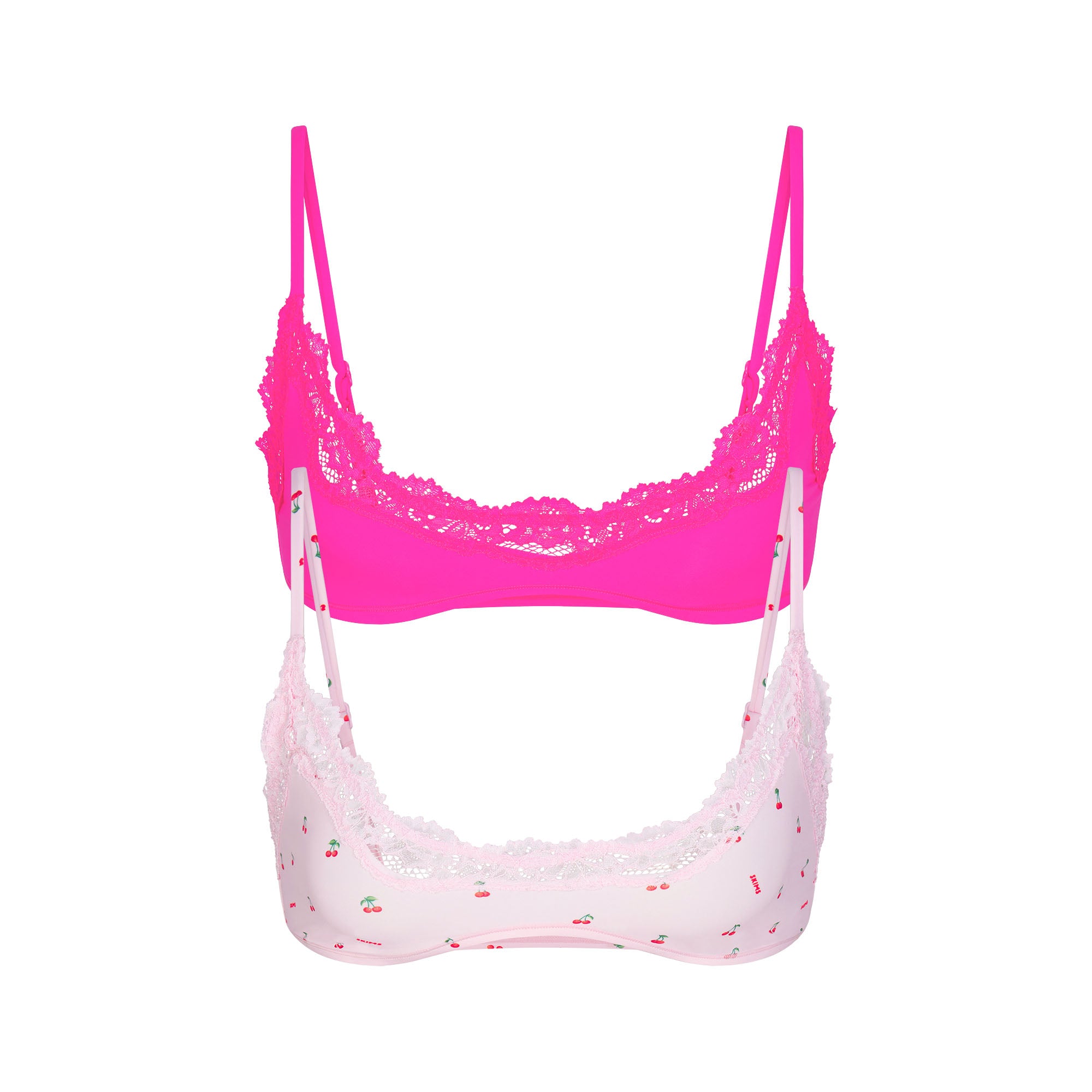 Track Fits Everybody Corded Lace Scoop Bralette - Neon Orchid - M at