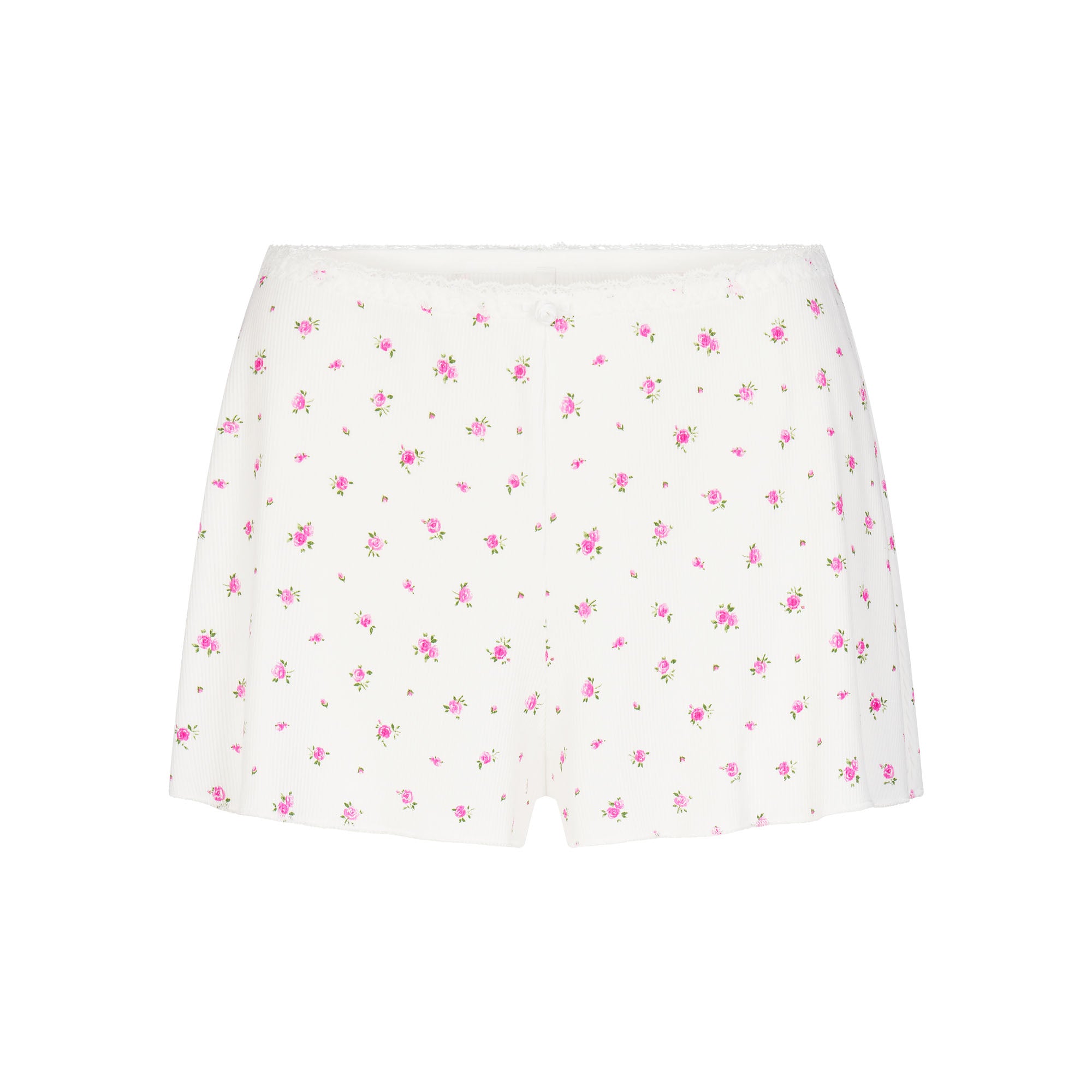 SOFT LOUNGE LACE SHORT  NEON ORCHID ROSE PRINT