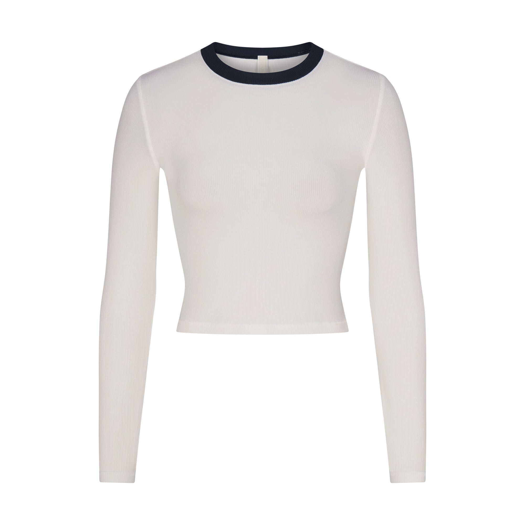 SOFT LOUNGE RINGER LONG SLEEVE CROP TOP | MARBLE