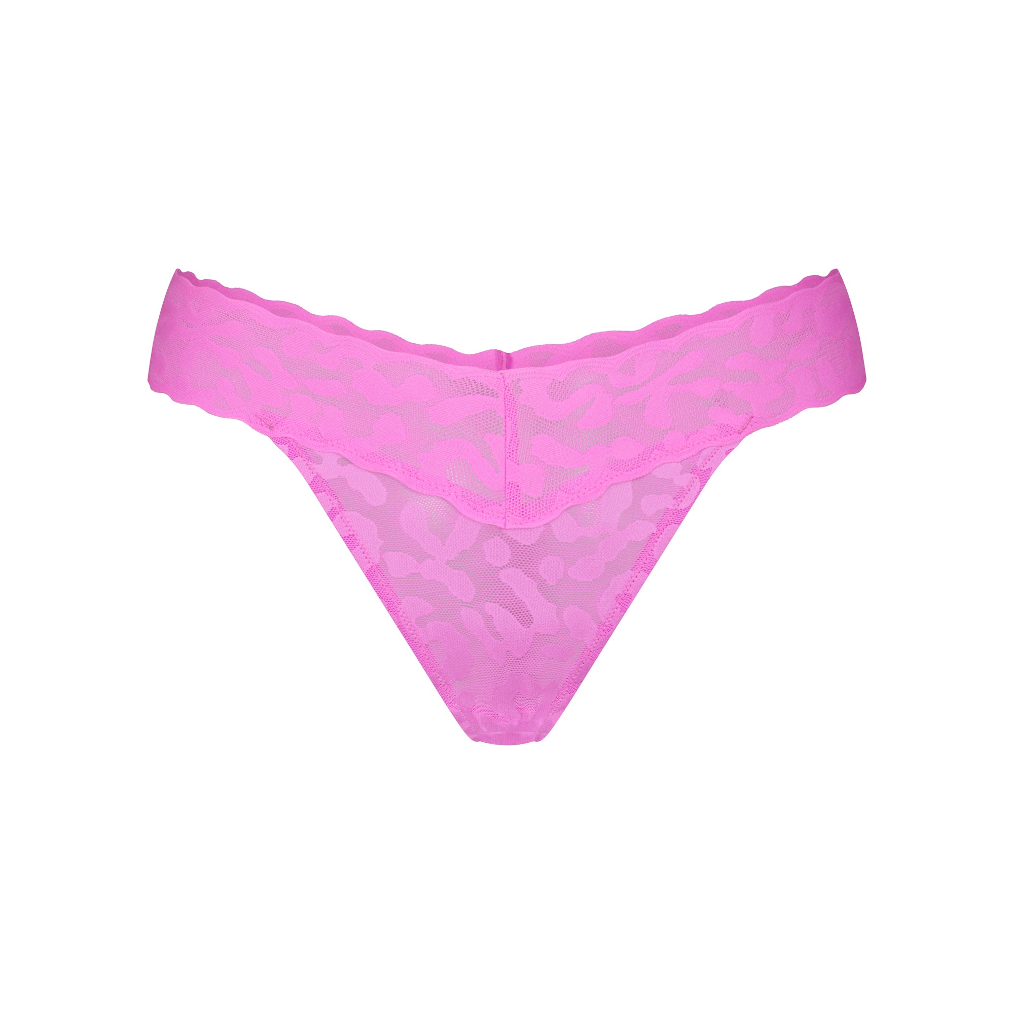SKIMS - Venezia wears a size 2X in the Mesh Built Up Thong ($22 in