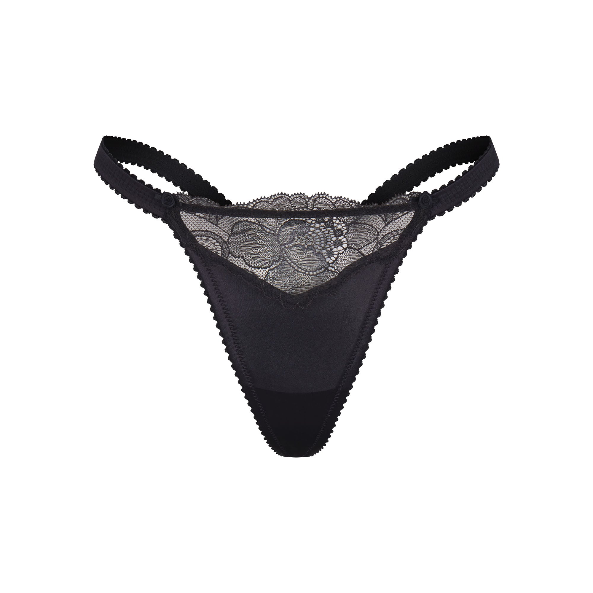 STRETCH SATIN LACE STRING THONG