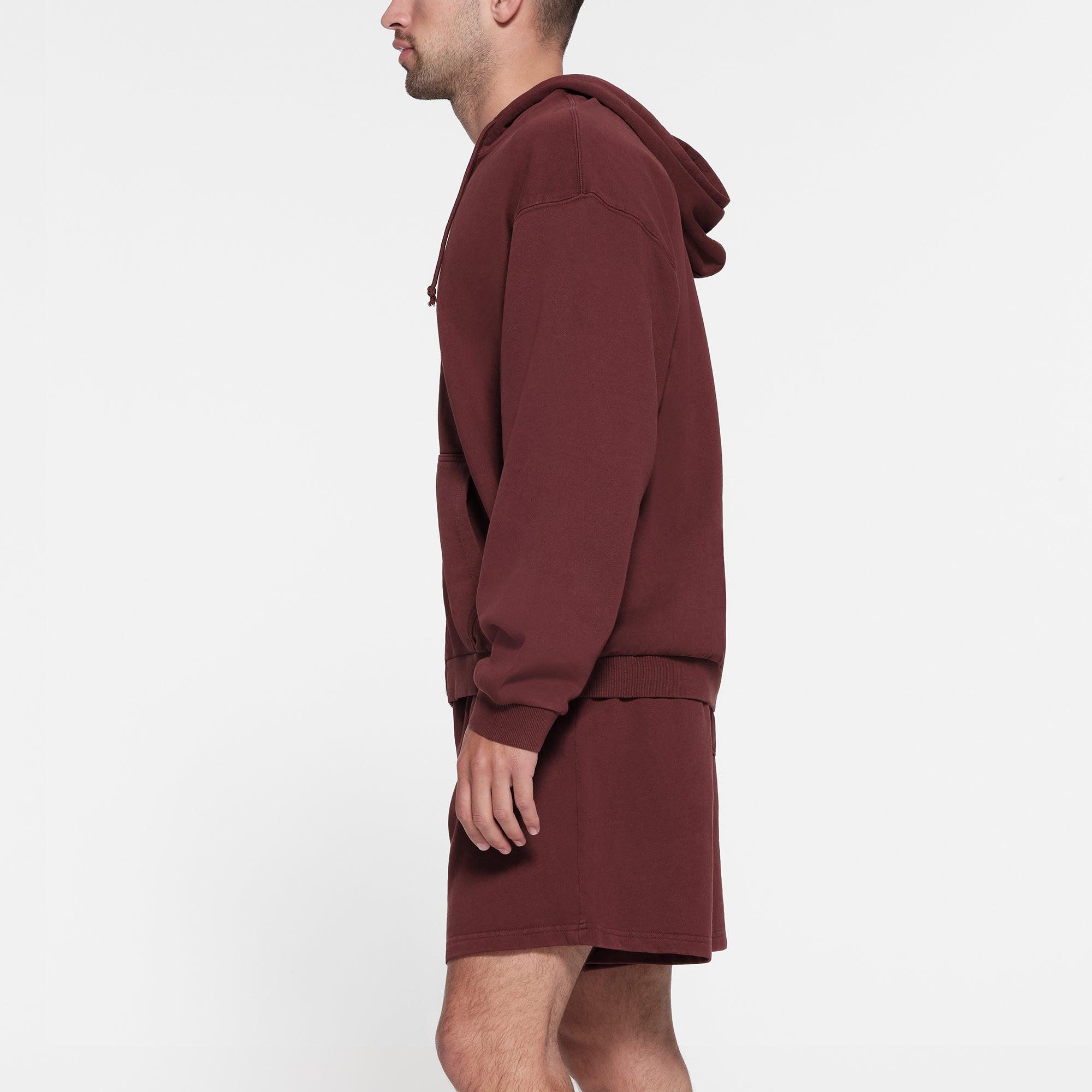 TERRY MENS RELAXED ZIP UP HOODIE | OXBLOOD