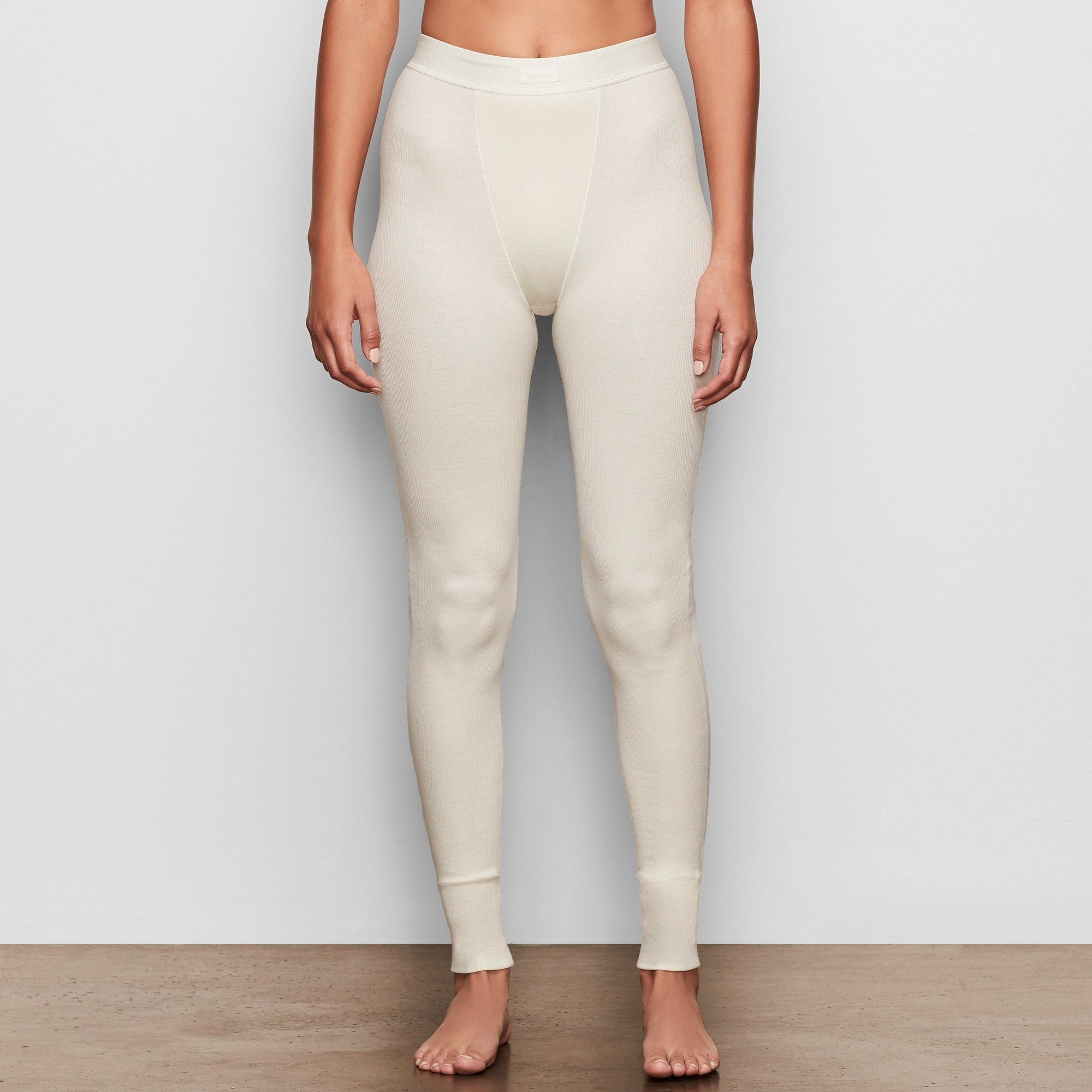 Thermal ribbed cotton-blend leggings - Soot