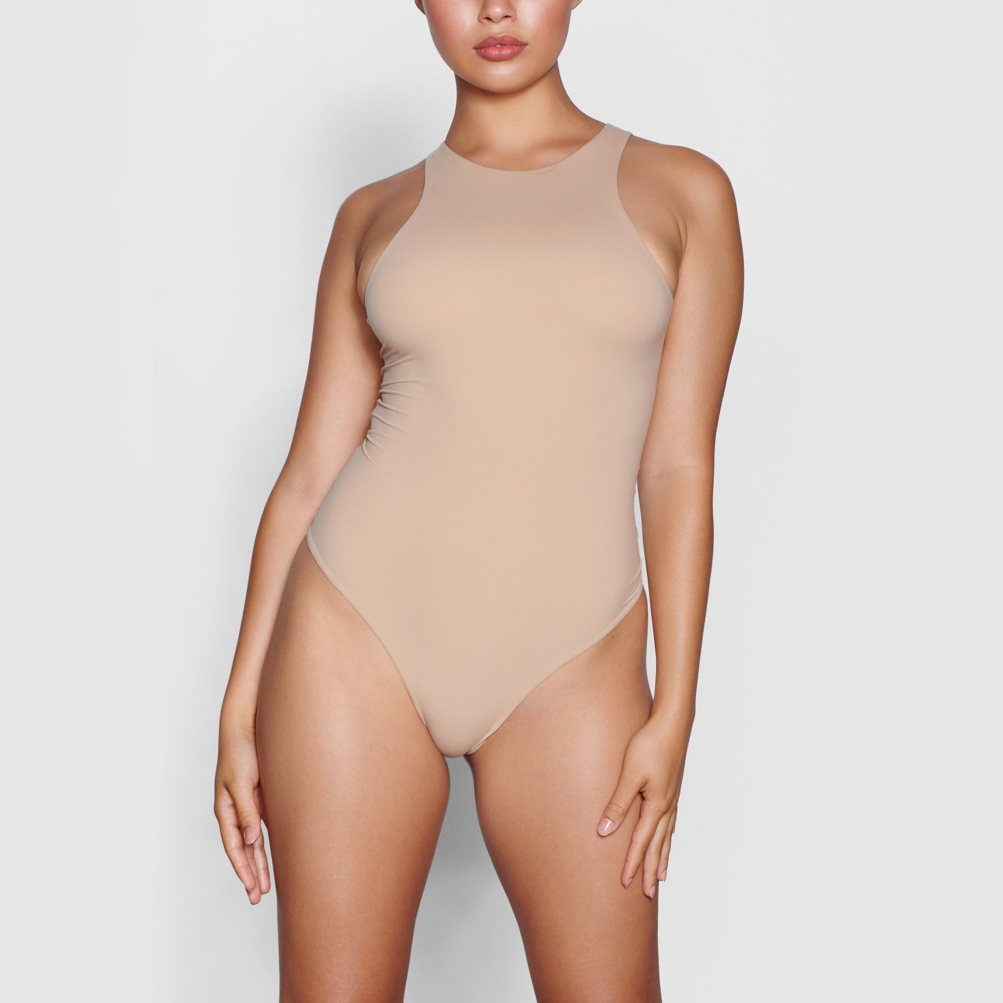 SKIMS Fits Everybody UMBER High Neck Bodysuit NWT Tan Size M - $50 New With  Tags - From Ali