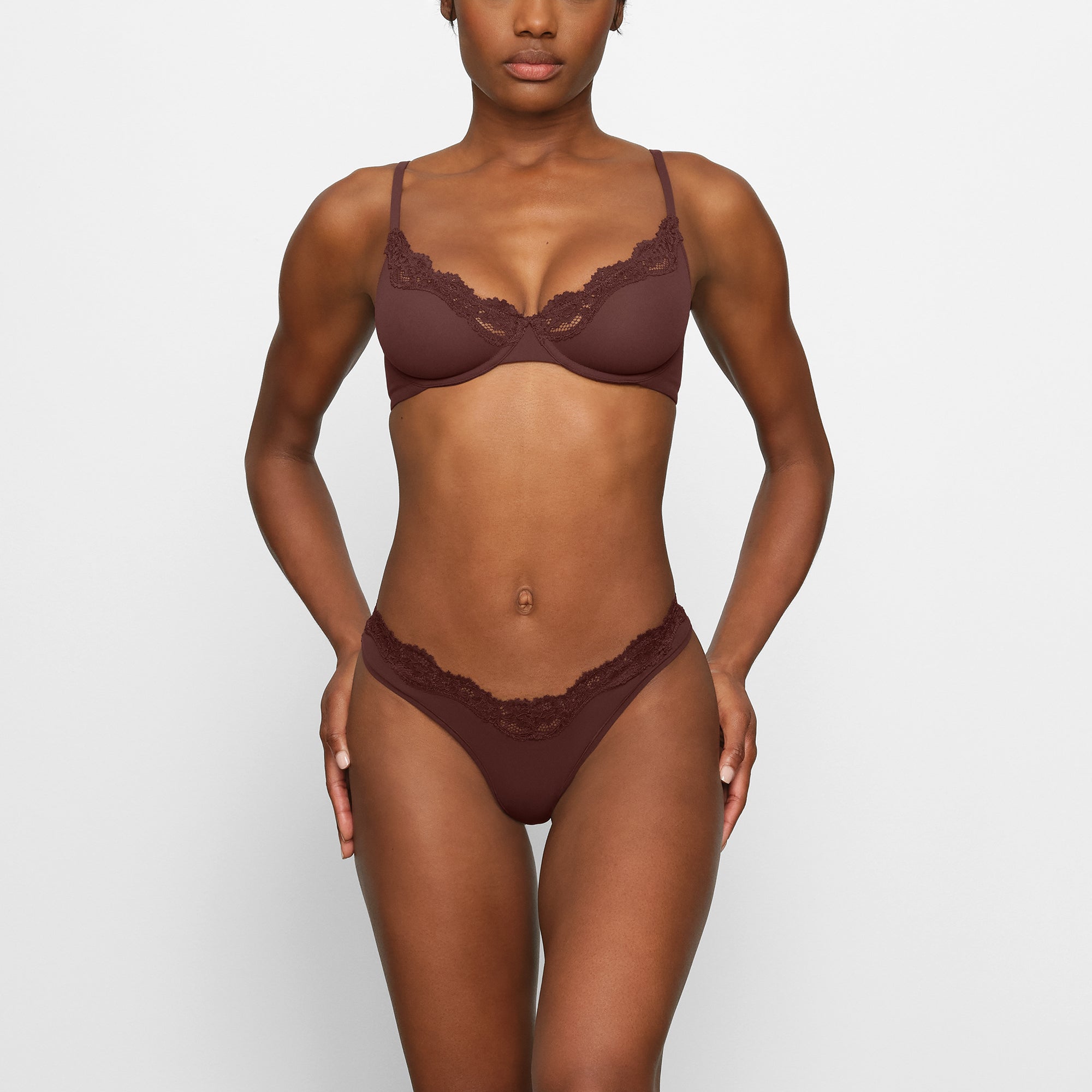 Buy SKIMS Brown Fits Everybody Lace Bralette for Women in UAE