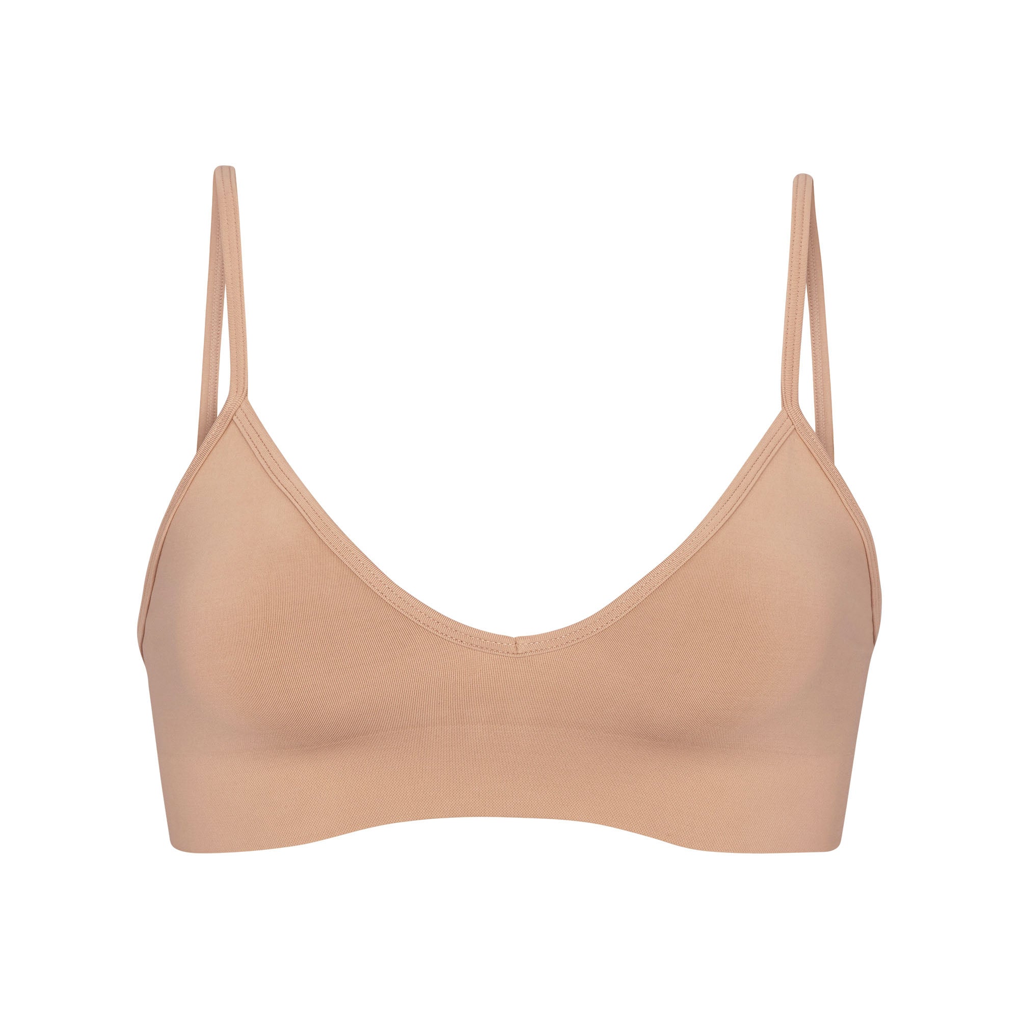 Plt Brown Seamless Contrast Seam Cut Out Bra