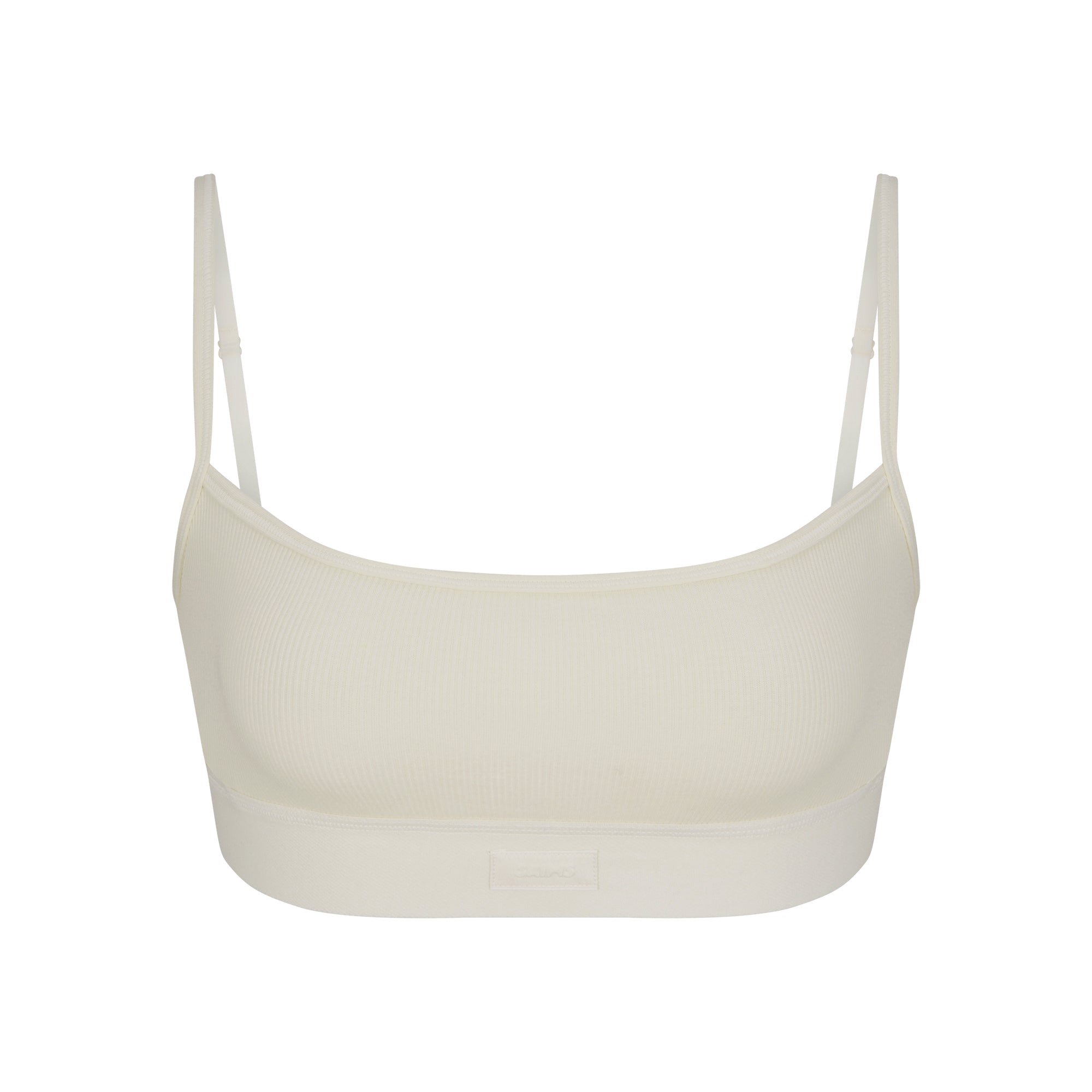 COTTON RIB SCOOP BRALETTE | BONE