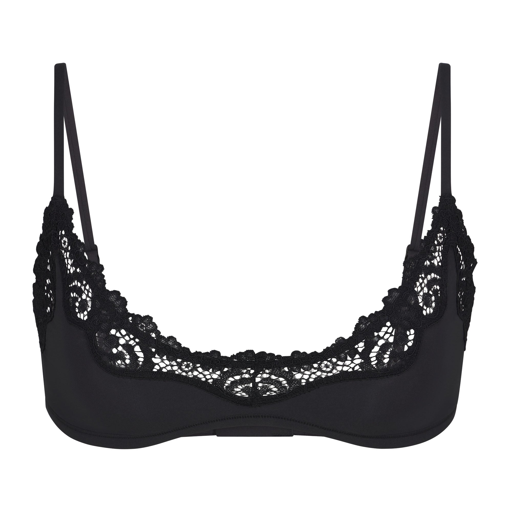 Buy SKIMS Stretch Lace Scoop Bralette - Onyx At 73% Off