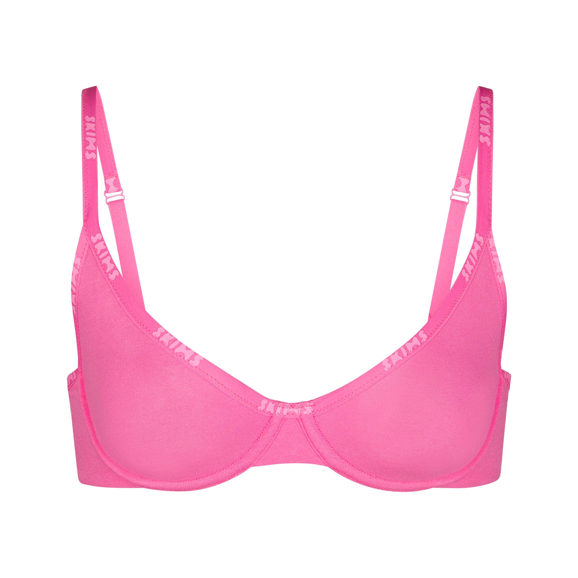 Track Cotton Logo Demi Bra - Soot - 34 - B at Skims